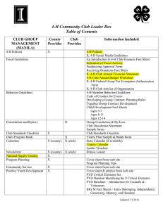 4-H Community Club Leader Box /Table of Contents