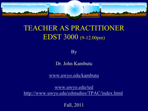 TEACHER AS PRACTITIONER EDST 3000 (9-12.00pm) By