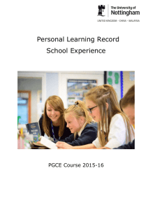 Personal Learning Record - School Experience