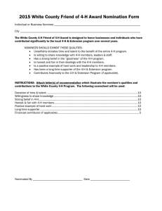 2015 White County Friend of 4-H Award Nomination Form