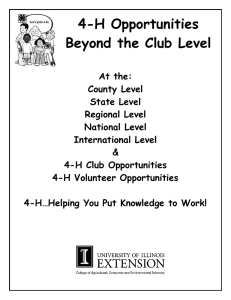 The 4-H Experience Beyond the Club Level