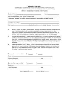 Course transfer/waiver form