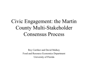 Building Consensus with Multi-Stakeholder Groups: Lessons from a Florida County-Level Experience