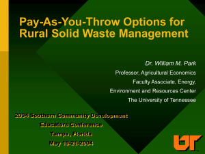 Pay-as-you-Throw Options for Rural Solid Waste Management