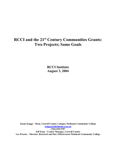 RCCI and the 21st Century Communities Grants: Two Projects - Same Goals