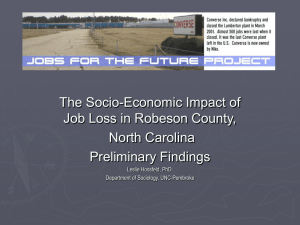 The Social and Economic Impact of Job Loss in Robeson County: Jobs for the Future