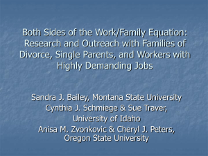 Both Sides of the Work/Family Equation: Research and Outreach with Families of Divorce, Single Parents, and Workers with Highly Demanding Jobs