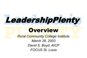 LeadershipPlenty Overview Rural Community College Institute March 26, 2003