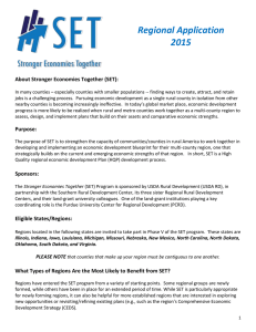 Regional Application 2015  About Stronger Economies Together (SET):