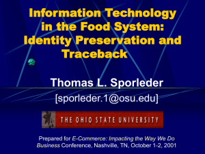 Information Technology in the Food System: Identity Preservation and Traceback - Thomas Sporleder