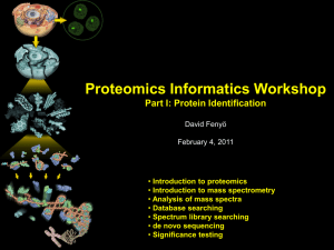 Proteomics Informatics Workshop Part I: Protein Identification
