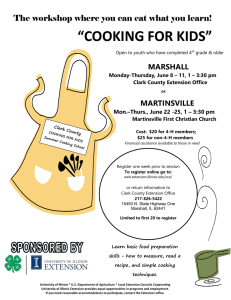 “COOKING FOR KIDS” MARSHALL MARTINSVILLE