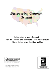 How to Convene and Moderate Local Public Forums Using Deliberative Decision-Making