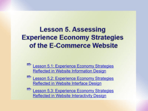 Lesson 5. Assessing Experience Economy Strategies of the e-Commerce Web site