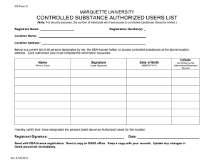 CONTROLLED SUBSTANCE AUTHORIZED USERS LIST MARQUETTE UNIVERSITY