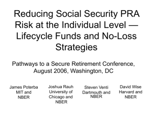 Reducing Social Security PRA — Risk at the Individual Level