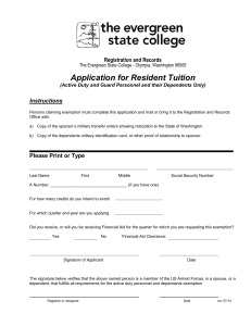 Application for Resident Tuition  Registration and Records Instructions