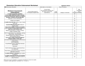 Elementary Education Endorsement Worksheet Minimum Coursework