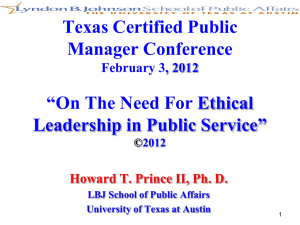 On the Need for Ethical Leadership in Public Service.