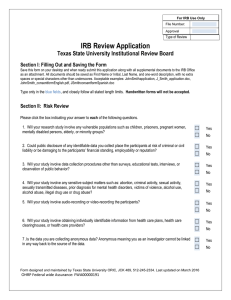 IRB Review Application  Texas State University Institutional Review Board