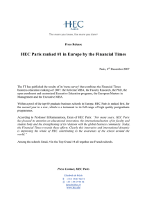 HEC Paris ranked #1 in Europe by the Financial Times