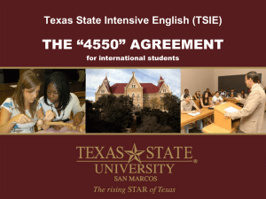 THE “4550” AGREEMENT Texas State Intensive English (TSIE) for international students