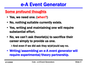 David Cole - development of MC generators