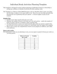 Individual Study Activities Planning Template