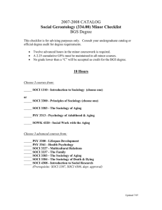2007-2008 CATALOG BGS Degree Social Gerontology (334.00) Minor Checklist