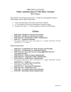 2009-2010 CATALOG BGS Degree Public Administration (317.00) Minor Checklist