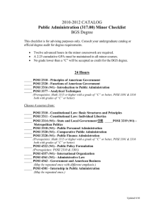 2010-2012 CATALOG BGS Degree Public Administration (317.00) Minor Checklist