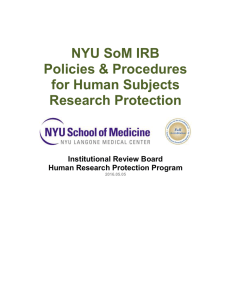 NYU SoM IRB Policies Procedures Manual