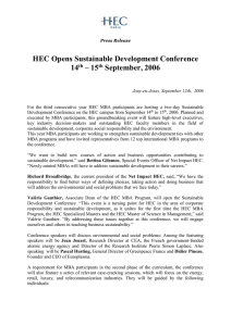 HEC Opens Sustainable Development Conference 14 – 15 September, 2006