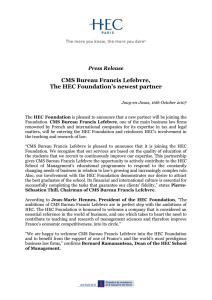 CMS Bureau Francis Lefebvre, The HEC Foundation’s newest partner  Press Release