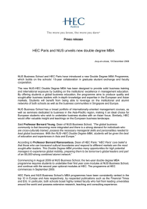 HEC Paris and NUS unveils new double degree MBA  Press release