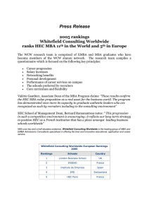 Press Release 2005 rankings Whitefield Consulting Worldwide