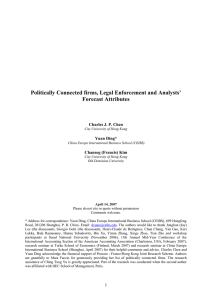 Politically Connected firms, Legal Enforcement and Analysts’ Forecast Attributes