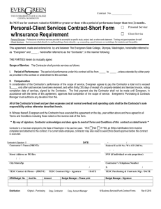 Personal/Client Service Agreement Short Form with Insurance Clause