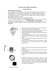 Torques and Angular Momentum Part I-Basics of Torques Studio Physics I