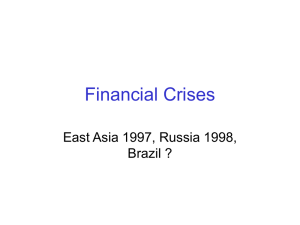 Financial Crises East Asia 1997, Russia 1998, Brazil ?