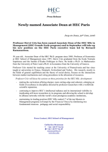 Newly-named Associate Dean at HEC Paris