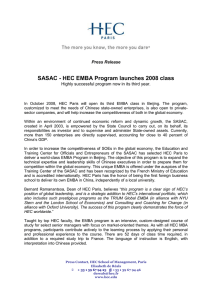 SASAC - HEC EMBA Program launches 2008 class  Press Release