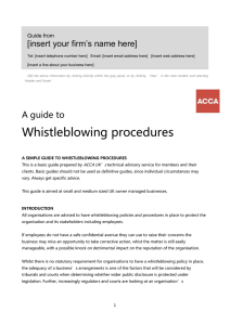 ACCA Guide to... whistleblowing procedures 