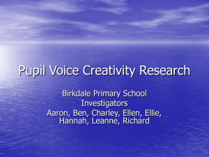 Pupil Voice Creativity Research Birkdale Primary School Investigators Aaron, Ben, Charley, Ellen, Ellie,