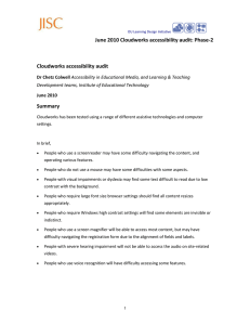 June 2010 Cloudworks accessibility audit: Phase-2  Cloudworks accessibility audit Summary