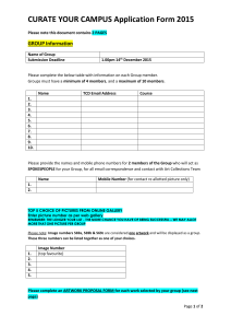 CURATE YOUR CAMPUS Application Form 2015 GROUP Information