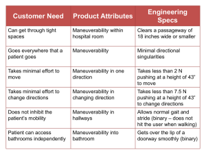 Engineering Customer Need Product Attributes Specs