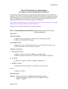 SPA/CSS Exit Interview Questionnaire Attachment C For Employees transferring departments within ECU