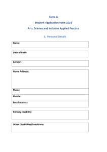 Form A: Student Application Form