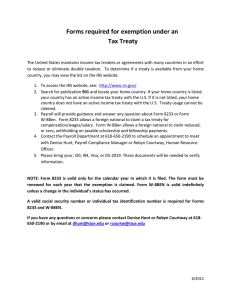 Forms Required Under A Tax Treaty